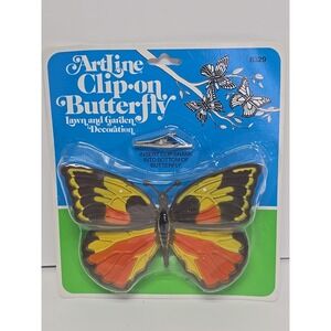 Vintage Artline Clip-On Butterfly Lawn Garden Decoration 1988‎ Plastic NOS 6329